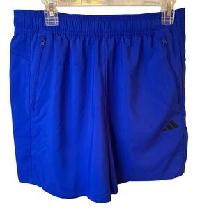 Adidas Men's Training Shorts Lucid Blue Black Regular Fit 7 Inch Inseam Size L